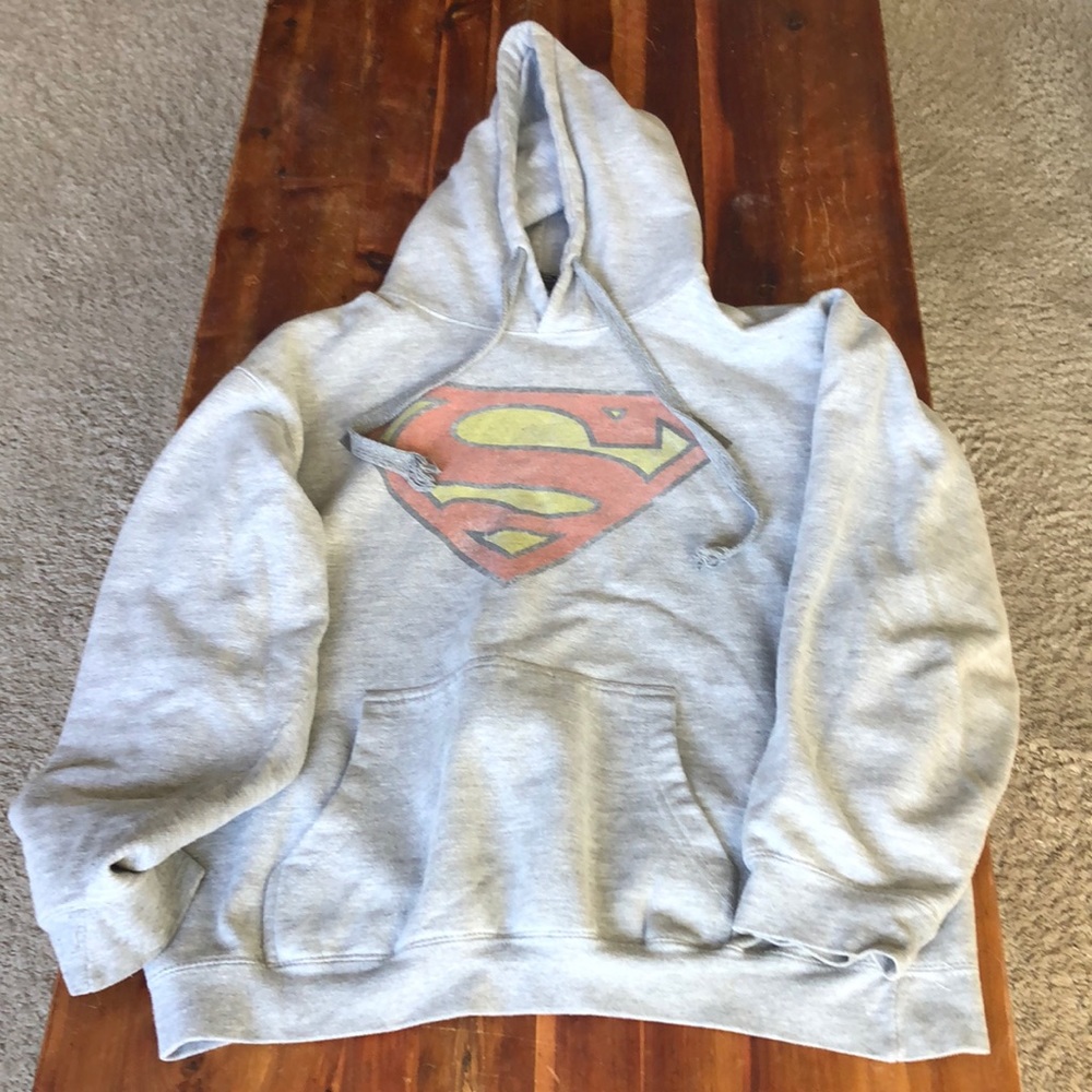 Gray Superman pullover hoodie sz medium